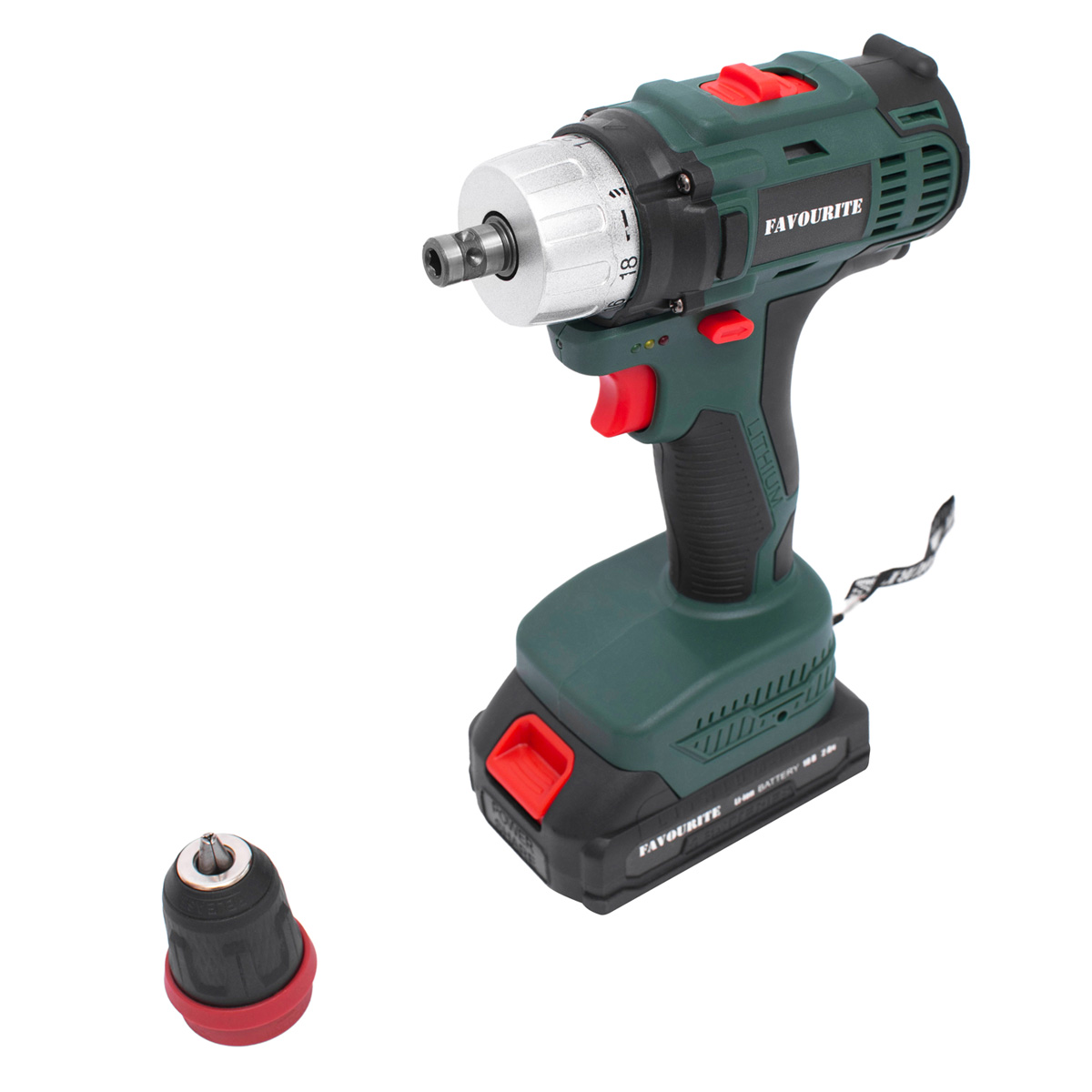 DC 18MF Дрель-шуруповёрт аккумуляторная 18В, 2Ач, 30Нм Li-ion съём.патрон FAVOURITE - фото 2 - dreli_shurupoverty_akkumuliatornye 