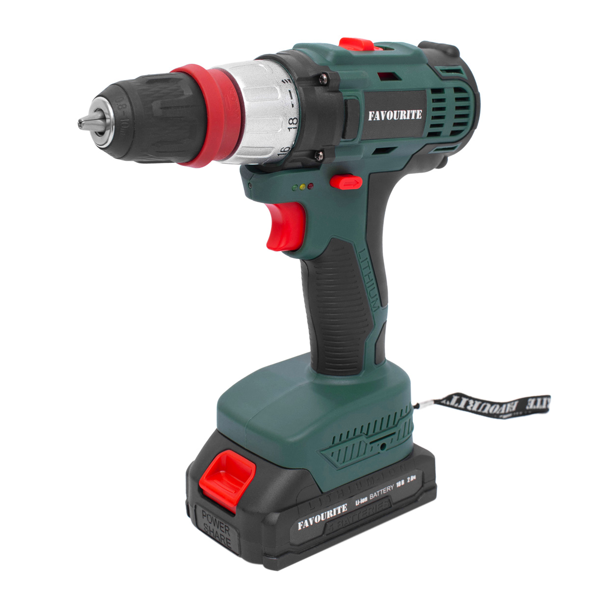 DC 18MF Дрель-шуруповёрт аккумуляторная 18В, 2Ач, 30Нм Li-ion съём.патрон FAVOURITE - фото 4 - dreli_shurupoverty_akkumuliatornye 