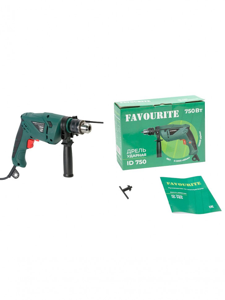 ID 750 Дрель ударная 750Вт, 0-3000об/мин, патрон-13мм, 42000уд/мин FAVOURITE - фото 2 - setevye_dreli_i_shurupoverty 