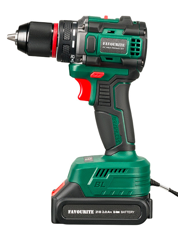 DC NB21 PROMO SET Дрель-шуруповёрт аккумуляторная Li-ion, 21В, бесщёточн. FAVOURITE - фото 4 - dreli_shurupoverty_akkumuliatornye 