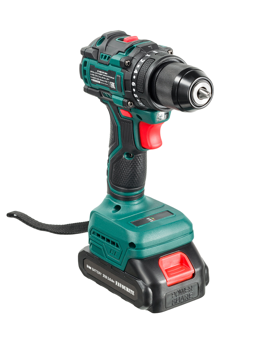 DC NB21 SET NEW Дрель-шуруповёрт аккумуляторная Li-ion, 21 В, 2 Ач, биты FAVOURITE - фото 3 - dreli_shurupoverty_akkumuliatornye 