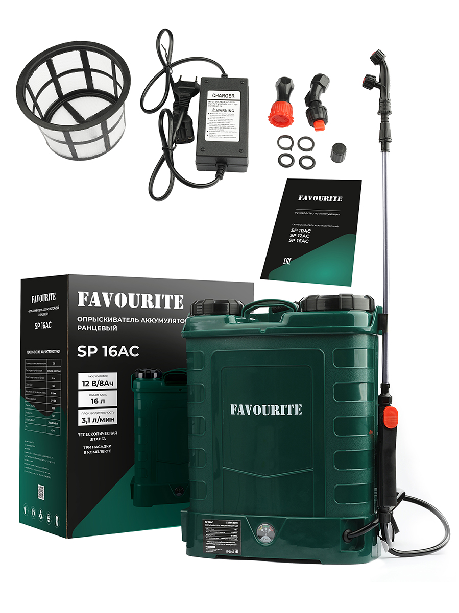 SP 16AC Опрыскиватель аккумуляторный 16л FAVOURITE - фото 2 - edinaia_akkumuliatornaia_sistema_ovs 