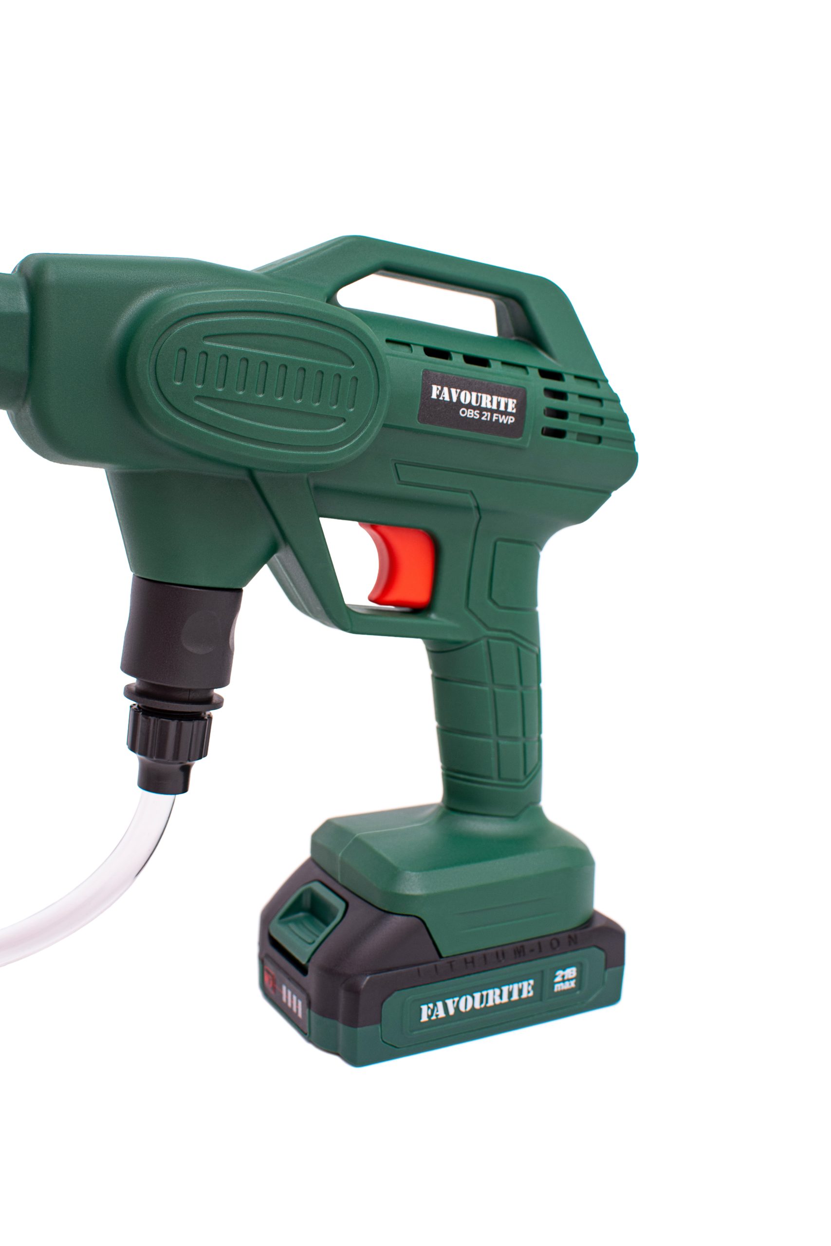 OBS 21 FWP Мойка высокого давления аккумуляторная Li-ion, 21В, 2Ач, 40 бар FAVOURITE - фото 2 - edinaia_akkumuliatornaia_sistema_ovs 