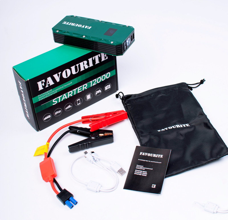 STARTER 12000 Пусковой многофункциональный аккумулятор 12000 мАч, 5В/2А, 12В FAVOURITE - фото 2 - zariadnye_ustroistva_i_akkumuliatory 