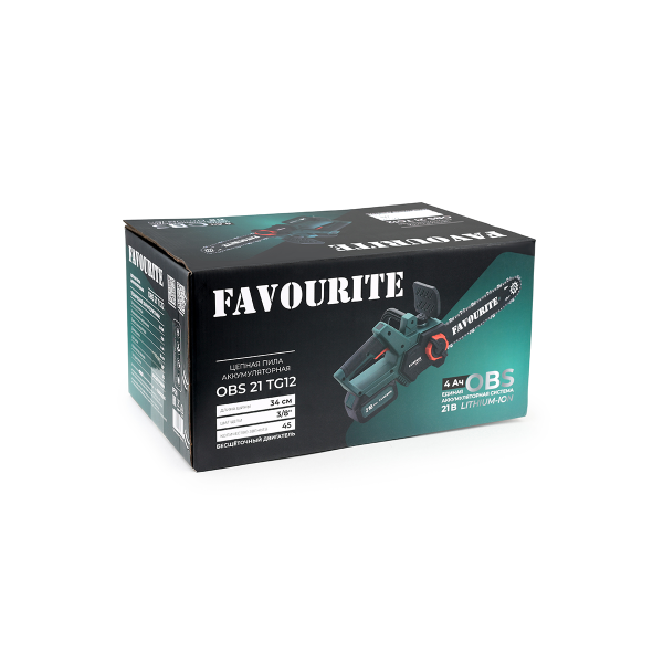 OBS 21 TG12 Цепная пила аккумуляторная 21В, 4Ач, ЗУ FAVOURITE — изображение 5