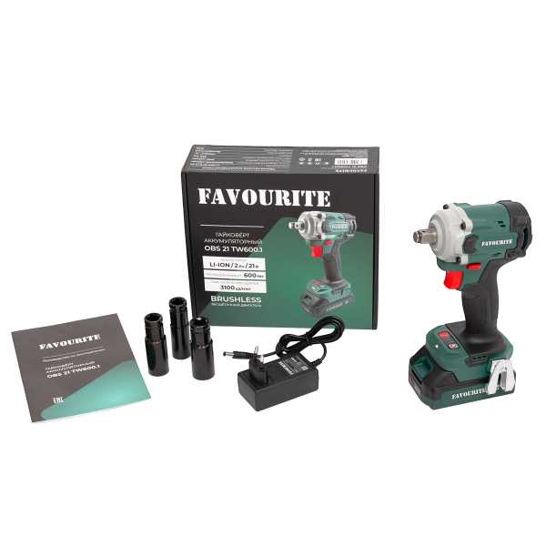 OBS 21 TW600.1 Гайковерт аккумуляторный 21В, 2Ач, ЗУ FAVOURITE